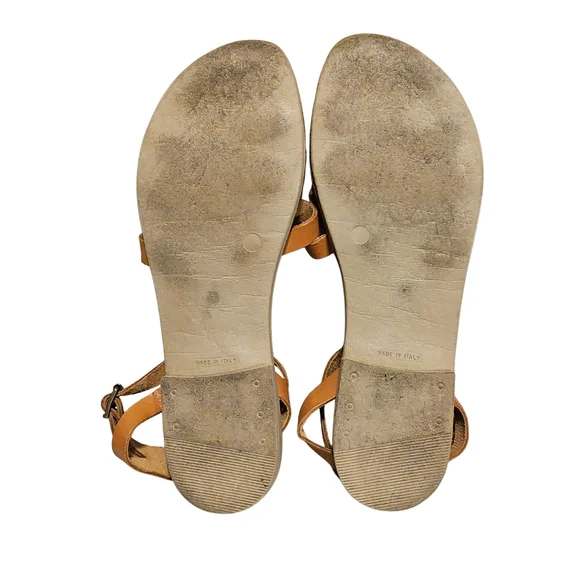 Barbara Barbier Tan Leather Strappy Flat Sandals - Picture 4 of 4